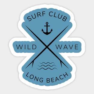 Surfing tshirt Surf Club Long Beach ocean blue  surfing t-shirt Sticker